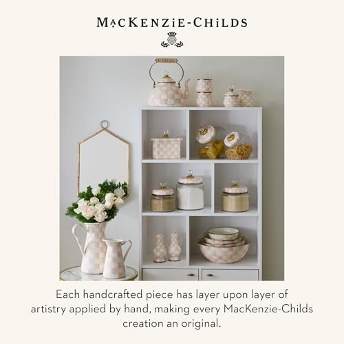 MACKENZIE-CHILDS Enamel Recipe Box, Pink-and-White Rosy Check - Image 6