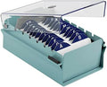 Acrimet Index Business Card Size File Holder Organizer Box Metal Base Heavy Duty (AZ Index Cards and Divider Included) (Green Color with Clear Crystal Plastic Lid Cover) by Organizingyourlife