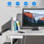 40W Under Desk Power Strip Surge Protector 1200J 5 Outlet 4 USB 6FT White - Image 3
