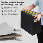 4 Pack Letter Size File Storage Box Collapsible, Fabric Hanging File Folders Organizer, Portable Office Document Holder with Metal Handle, Smooth PVC Rails, Black - Image 3