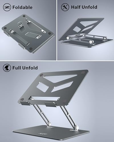 JCZT Adjustable Laptop Stand, Aluminum Laptop Stand for Desk, Classic Grey - Image 6
