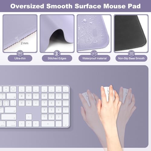 4-in-1 Large Gaming Mouse Pad, Keyboard Wrist Rest Pad & Wrist Support Mousepad Set, Extended Desk Pad Waterproof Desk Mat Protector for Home Office Decor Study Game 35.4×15.7 Inches I Noble Purple - Image 7