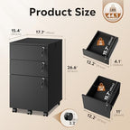 DEVAISE 3 Drawer Wood File Cabinet with Upgrade to 3 Individual Locks - Image 2