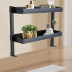 LYNICESHOP Clamp On Desk Shelf,2-Tier Adjustable Storage Organizer with Tray for Laptop, Office Supplies and Decor 22lbs Capacity per Shelf (Black/White) (Black) - Image 5