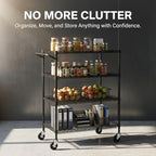 Finnhomy 4 Tier Heavy Duty Commercial Grade Rolling Cart with Handle Bar, Metal Wire Utility Cart with Wheels, Shelf Size 18" D x 30" W, NSF Listed, Black - Image 2