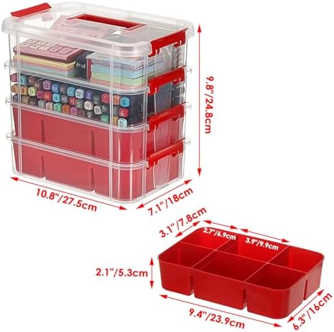 JUXYES 4-Tiers Plastic Stack Carry Storage Containers Box wih Handle Lids - Image 3