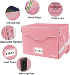 DocSafe Fireproof Document Box with Lock,File Storage Organizer with Zipper Pockets,Collapsible Portable File Box Home Office Safe Filing Cabinet with Handle for Hanging Letter/Legal Folder,Pink - Image 6