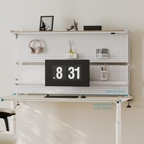 EUREKA ERGONOMIC Desk Pegboard Dual Monitor Stand 59x34 White - Image 2