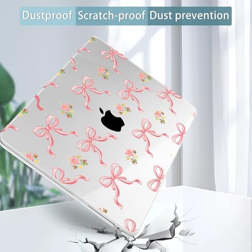 Tuiklol for 2026 2025 2024 2023 MacBook Air 15 inch Case Model M5 A3448 M4 A3241 M3 A3114 M2 A2941 Hard Shell Case for MacBook 15.3'' Cover, Pink Bow Floral - Image 5