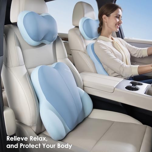 FLORICH Lumbar Support with Car headrest Back Pillow for Chairs Headrest Pillow for Car Ergonomic Ultrathick Memory Foam Back Pillow for Office Chair (Blue) - Image 5