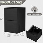 Two Drawer File Cabinet, Black Wood Filing Cabinets for Letter Size/Hanging Files, Small Under Desk File Cabinets for Home Office, Assembly Required - Image 3
