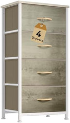 DWVO Dresser with 4 Drawers - Fabric Storage Tower, Organizer Unit for Bedroom, Hallway, Hallway, Closets - Sturdy Steel Frame, Wooden Top & Easy Pull Fabric Bins by DWVO