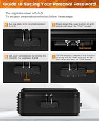 Fireproof Document Box with Lock, Hard Case Safe Box Water Resistant Document Organizer for Important Documents, Passports, Certificates & Cash, Portable File Storage for Home Office, Black - Image 6