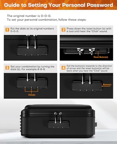 Fireproof Document Box with Lock, Hard Case Safe Box Water Resistant Document Organizer for Important Documents, Passports, Certificates & Cash, Portable File Storage for Home Office, Black - Image 6
