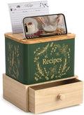Orionstar Recipe Box Set with Wooden Drawer, Phone Stand, Vintage Green by Orionstar