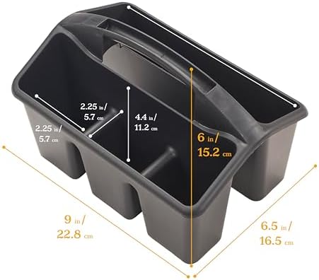 ECR4Kids 4-Compartment Small Plastic Caddy, Multipurpose Organization, Black, 6-Pack - Image 2