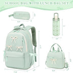 4PCS Bow Backpack for Girls with Insulated Water Bottle - Image 2