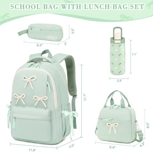 4PCS Bow Backpack for Girls with Insulated Water Bottle - Image 2