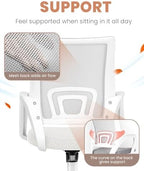 NEO CHAIR Office Computer Chair Ergonomic Mid-Back Mesh Desk Chair, Ivory - Image 4