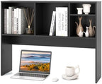 Tangkula Desktop Bookshelf, Countertop Storage Hutch with 4 Shelves for Computer Desk, Desktop 2-Tier Display Rack, Multipurpose Wood Desk Hutch Storage Organizer for Dorm Office Home (Black) by TANGKULA
