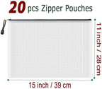 20pcs Mesh Zipper Pouch Bags, Multipurpose Waterproof Organization Storage Bag for Office School Home Travel (B4 Size 15''x11'', White and Black) - Image 2