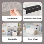 IRIS USA 72 QT Plastic Storage Box with Lid and Latches - 8 Pack - BPA-Free, See-Through Organizing Solution, Durable Nestable Stackable Containers, Secure Pull Handle - Clear - Image 3