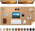 Aothia Cork Desk Mat - Dual-Sided XL PU Leather Desk Pad & Full Desk Protector, Large Waterproof Desktop Mat for Office & Gaming (47" x 23.6", Apricot) by AothiaSimpleNaturalUnique