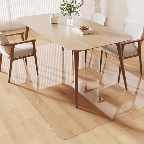 Crystal Clear Floor Mat 5×7ft, Upgraded Easy Flat Waterproof Vinyl Rug Cover, Large Stain-Resistant Plastic Area Rug Floor Protector for Kitchen, Dining Room, High-Traffic Areas by ZPAIAreaFloorProtector