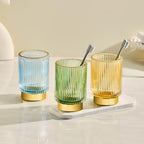 Makeup Brush Holder Organizer,Toothbrush Holders,Desk Pen Pencil Holder,Multifunctional Vintage Glass Brush Cup（S+L/White/A3-4-US） - Image 4