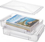 Clear Document Box, Deep A4 Paper Storage Organizer with Snap Latches, Stackable File Case for Certificates Photos Letter Size, Magazine Protector, 14.37" x 9.44" x 2.75" (2 Pack), White by Cosics