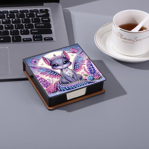 Diamond Art Painting Note Box, 4pcs Purple Animals PU Gem Art Storage Container with 640 Sheets, Relaxing DIY Craft Kit for Home Office Organization Birthday Anniversary - Image 4