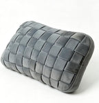 Lumbar Pillow Decorative Throw Pillow, Soft Velvet with Sponge-Filled 3D Woven Strips, Hand-Woven & High-Density Polyester Fiberfill Core, for Couch Bed Accent Chair Home Office(Dark Grey) by Unknown