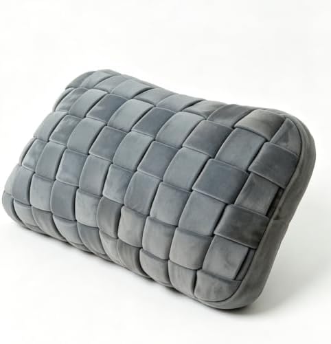 Lumbar Pillow Decorative Throw Pillow, Soft Velvet with Sponge-Filled 3D Woven Strips, Hand-Woven & High-Density Polyester Fiberfill Core, for Couch Bed Accent Chair Home Office(Dark Grey) by Unknown