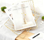 3 Pack Wire File Tray Gold Paper Desk Organizer Magazine Storage Basket Bin for Office Home Classroom School Pantry Kitchen Living Room - Image 3