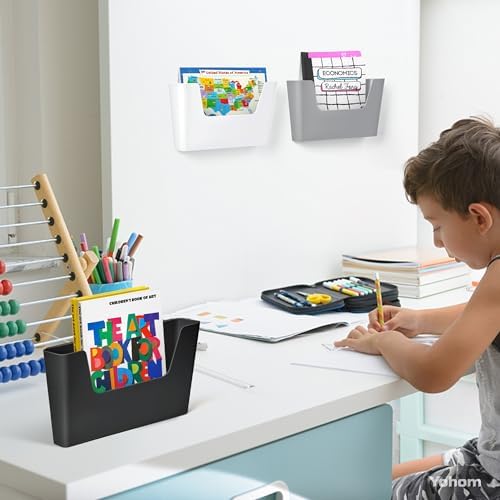 YOHOM Adhesive File Holder Plastic Document Folder Door No Drilling Mount Mail Magazine Organizer A4 Filing Envelopes Folder, Office Wall Mount Single Pocket (BLACK, 3 PCS) - Image 3