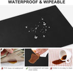 Leather Heat Resistant Placemats Set of 6 Waterproof Wipeable Washable PU Table Mats,Easy to Clean Anti-Slip (6, Black) - Image 3