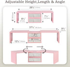 TEAMIX Pink Dual Monitor Stand Riser with 2 Drawers - Length and Angle Adjustable Double Corner Desk Shelf Organizer 37 inch for 2 Laptop/PC/Screen/TV (2 Drawers - 8''H) - Image 5