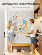 Kuchoow Bulletin Cork Board Large 47.2" x 35.4" Felt Notice Pinboard for Office Walls & Home, Self Adhesive 12 Pack Beige Decorative Bulletin Mood Board Corkboard for for Bedroom, Display, Memo, Photo - Image 2