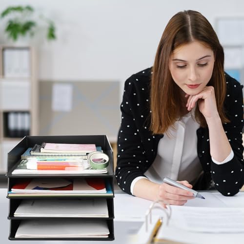 Wenqik Black Letter Trays Stackable, 6 Pcs Plastic Desk Organizer - Image 6
