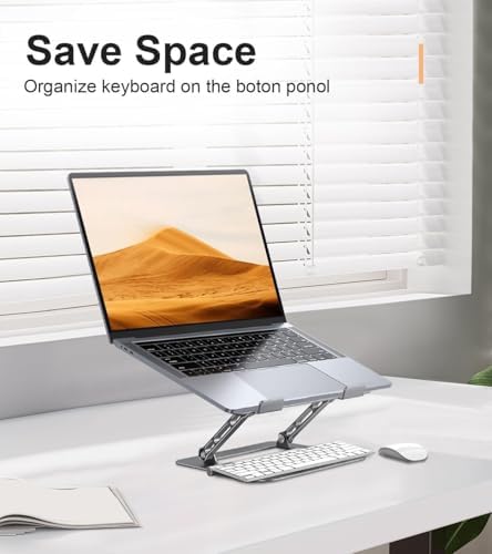Aoviho Adjustable Laptop Stand for Desk,Portable Laptop Stand Holder and Riser,Foldable Aluminum Notebook Computer Stands for MacBook Air Pro HP Lenovo Dell Samsung Chromebook, 10-15.6 inch, Grey - Image 3