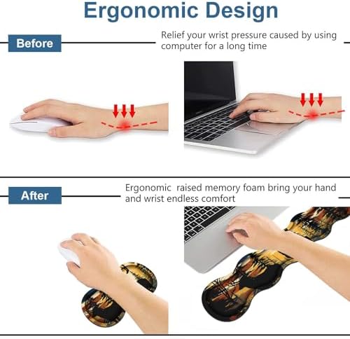 Ergonomic Keyboard Wrist Rest & Mouse Pad Wrist Rest Set, Large XXL Gaming Desk Mat 31.5"x 11.8" with Memory Foam, Easy Typing Pain Relief for Office & Home, American Flag Jungle Deer - Image 3