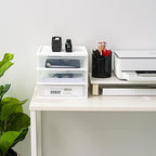 IRIS USA 2-Pack, 3-Drawer Medium Plastic Stacking Desktop Organizer, White - Image 5