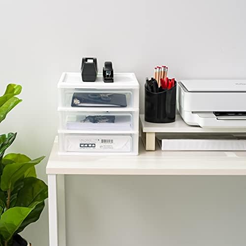 IRIS USA 2-Pack, 3-Drawer Medium Plastic Stacking Desktop Organizer, White - Image 5