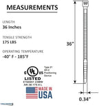Kable Kontrol Made in USA Cable Ties, 36 Inch 50 Pcs, 175 Lbs Test – Black - Image 2
