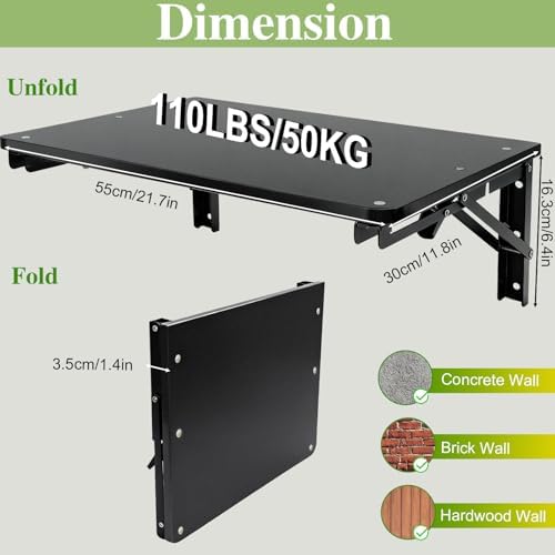 Wooden Folding Shelf Wall Mounted for Small Space, Fold Down Desk for Home - Image 3