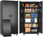 SUXXAN Wide & Deep 71"x34"Wx18 D Metal Garage Storage Cabinet Black by SUXXANFurniture