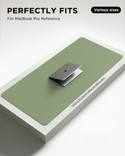 YSAGi 55" x 24" Large PU Leather Desk Mat for Keyboard and Mouse - Waterproof Non-Slip Desk Pad Protector for Office, Home, Writing Desk, Bamboo Green - Image 4