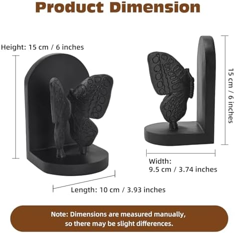 Black Butterfly Bookends, Decorative Butterflies Book Ends for Heavy Books - Image 3
