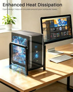 Metal PC Stand, Adjustable Computer Tower Stand with Wheels, Black - Image 4