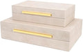 Ivory Shagreen box Set of 2 Faux Leather Decorative Boxes,Large Nesting Storage Decorative Boxes with Lids for Modern Home Decor Stacking Jewelry Box Organizer by ZIKOUL